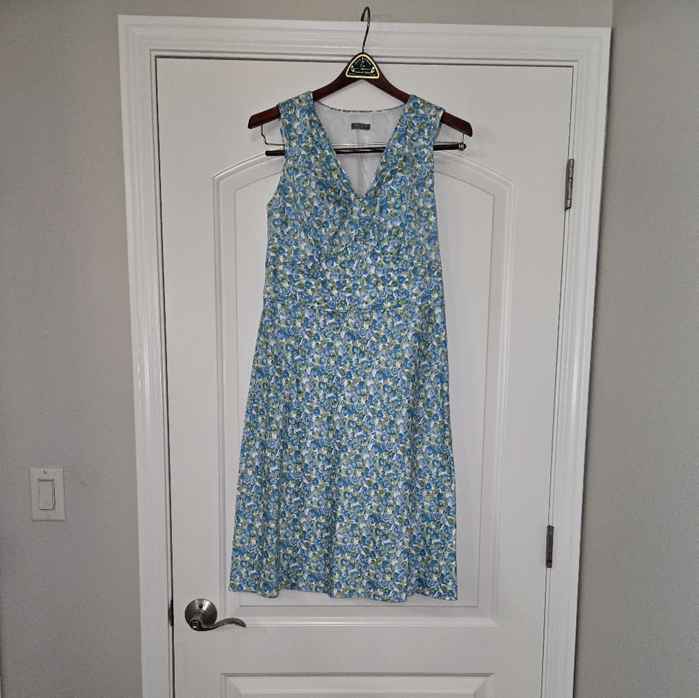 Ann Taylor Petites Blue and Green Cotton Sundress